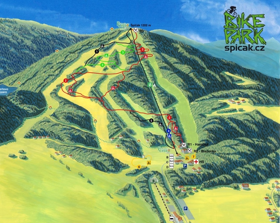 Bikepark Spicak Mapa trailu